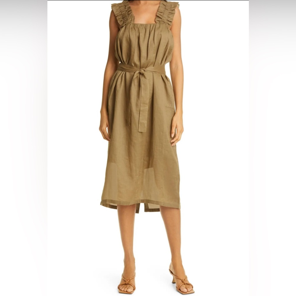Frame Ruffle Strap Button Back Dress